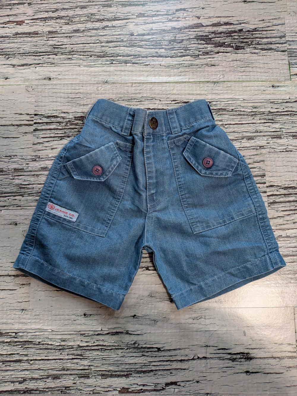 Vintage Kids Blue Denim Utility Shorts